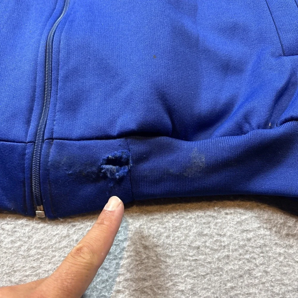 Vintage Spalding Men's Track Jacket Blue White Teal Sz XL FAIR CONDITION Retro